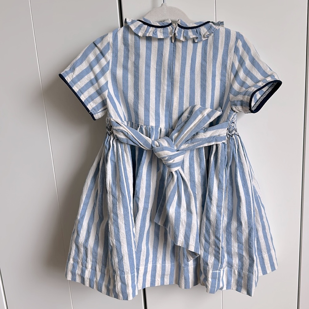 Blue and White Smocked and Striped Kids Dress 18M - Picture 4 of 4